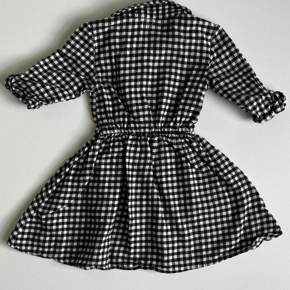 BCBG Girls Black White Gingham Flannel Shirt Dress Size 5